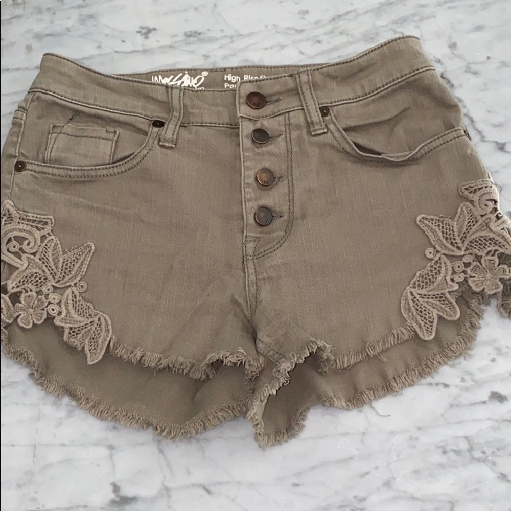 Olive Green Jean Shorts